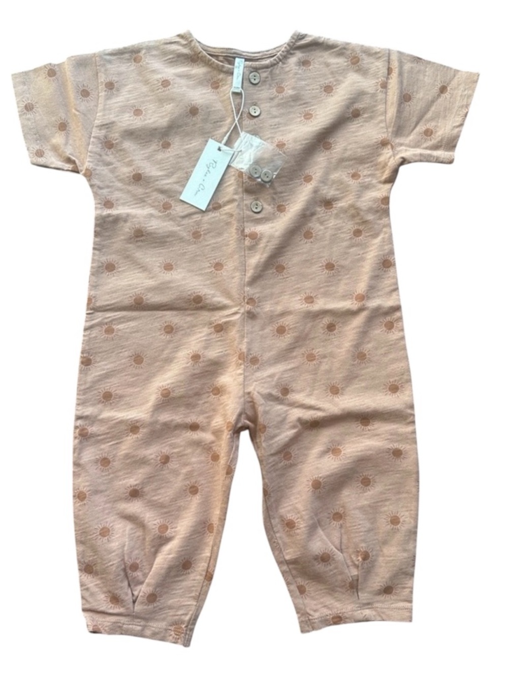 NWTS Rylee + Cru Hayes jumpsuit/Clay Suns. coconut buttons, sz 12-18 months